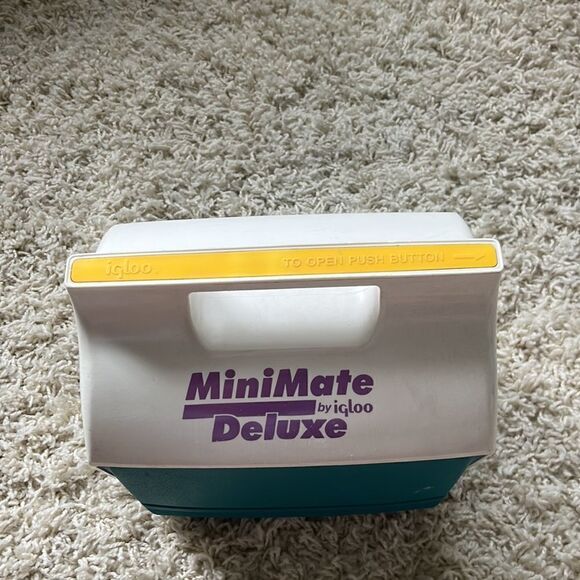 Vintage Igloo Mini Mate Teal and Purple Holds 6 Cans Picnic Beach Pool Ice Chest - Picture 5 of 11